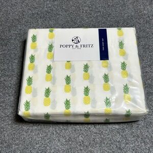 Poppy & Fritz Twin Sheet Set Pineapple Pattern T200 Yellow Bedding New